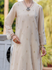 Off White Khaddi Net Tunic - AL-LK-1035