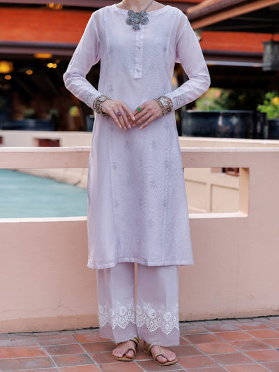 Light Purple Khaddi Net Tunic - AL-LK-1036