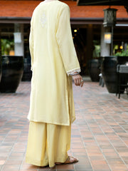 Yellow Khaddi Net Tunic - AL-LK-1037