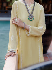 Yellow Khaddi Net Tunic - AL-LK-1037