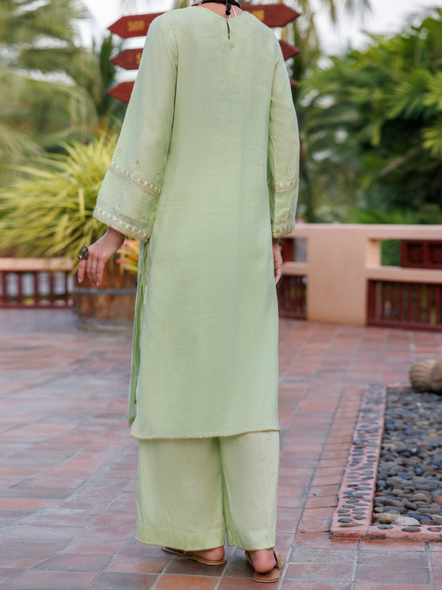 Light Green Khaddi Net Tunic - AL-LK-1038