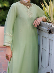 Light Green Khaddi Net Tunic - AL-LK-1038