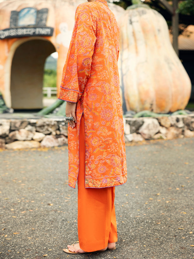 Orange Lawn Kurti - AL-LK-1041