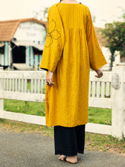 Mustard Cotton Dobby Kurti - AL-LK-1044