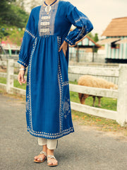 Blue Dobby Kurti - AL-LK-1045