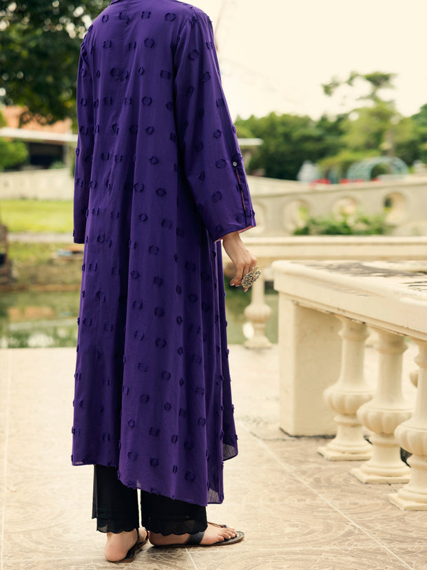 Purple Cotton Dobby Kurti - AL-LK-1046