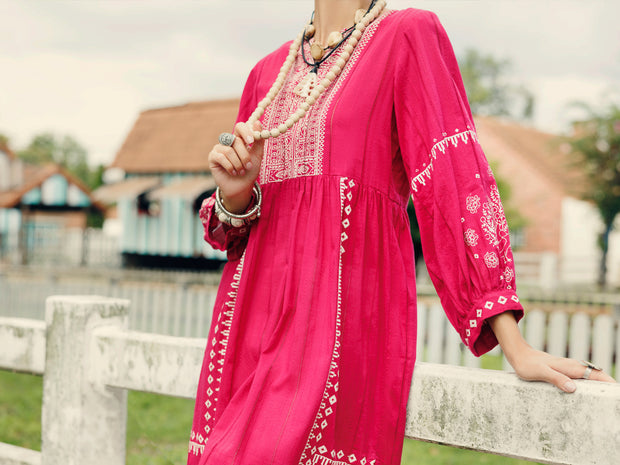 Pink Lino Kara Kurti - AL-LK-1047