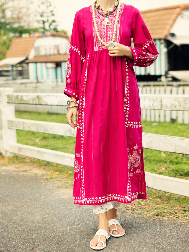 Pink Lino Kara Kurti - AL-LK-1047