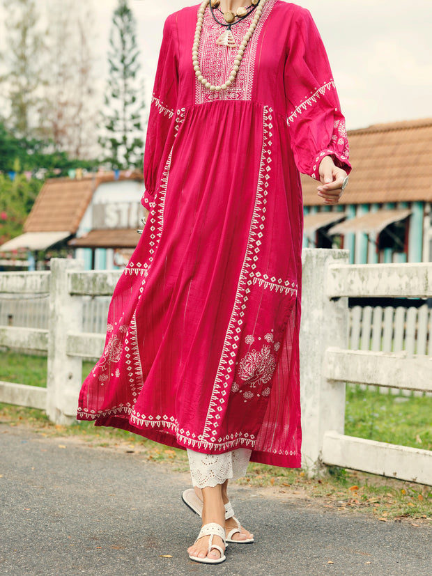 Pink Lino Kara Kurti - AL-LK-1047