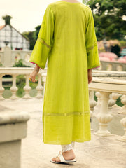 Lime Green Lino Kara Kurti - AL-LK-1048