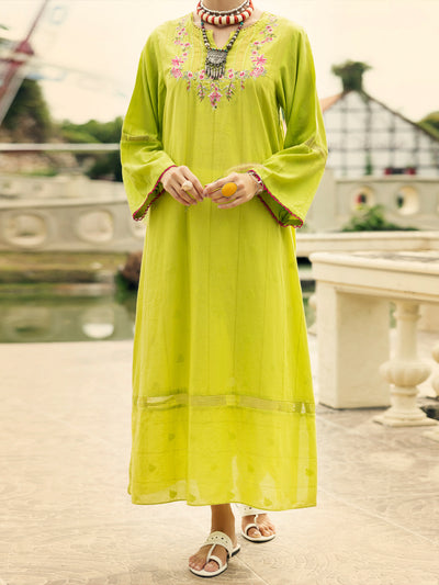 Lime Green Lino Kara Kurti - AL-LK-1048