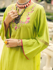 Lime Green Dobby  Kurti - AL-LK-1048