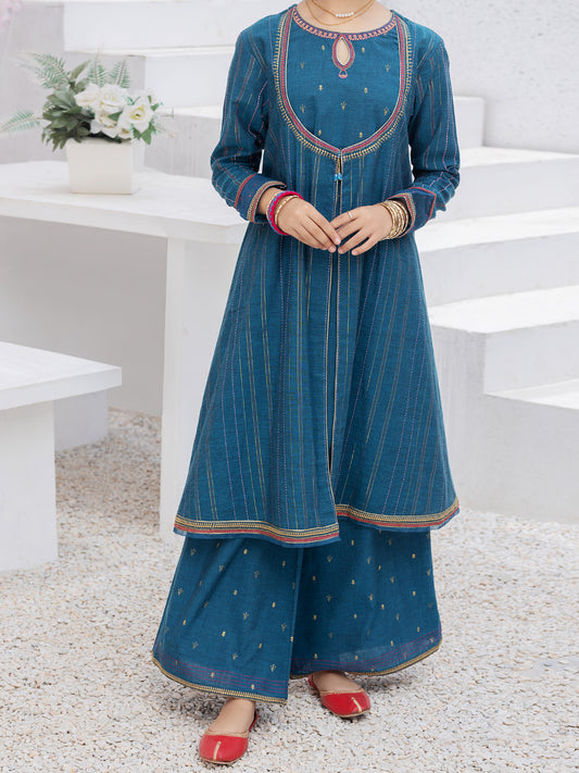 Turquoise Raw Silk 2 Piece Stitched - ALP-2PS-LKS-1074