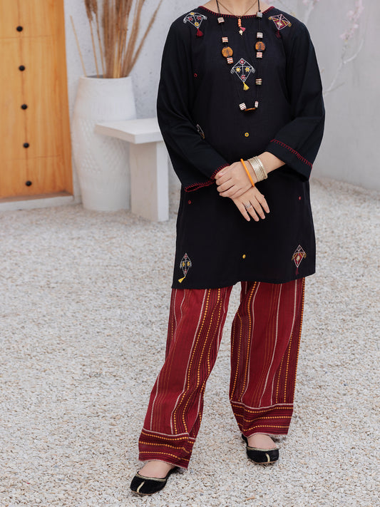 Black Cambric 2 Piece Stitched - ALT-2PS-LKS-1076