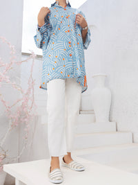 Aqua Blue Cambric Kurti - ALT-LK-1086