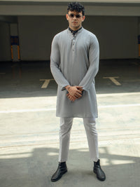 Light Grey Blended Kurta - AL-K-1088