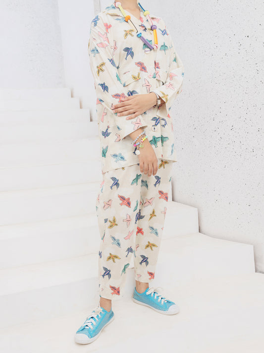 Off White Cambric 2 Piece Stitched - ALP-2PS-LKS-1091