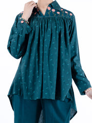 Dark Green Cambric Kurti - ALT-LK-1097 - Almirah Online