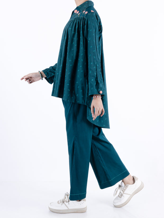 Dark Green Cambric Kurti - ALT-LK-1097 - Almirah Online