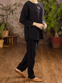 Black Linen 2 Piece Stitched - ALCR-2PS-LKS-1100