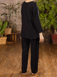 Black Linen 2 Piece Stitched - ALCR-2PS-LKS-1100