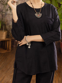 Black Linen 2 Piece Stitched - ALCR-2PS-LKS-1100