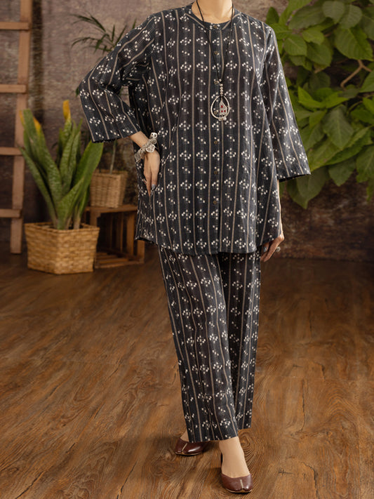 Black Linen 2 Piece Stitched - ALCR-2PS-LKS-1103 - Almirah Online