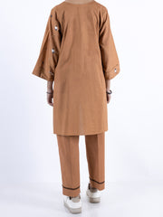 Khaki Cambric Kurti - ALT-LK-1099 - Almirah Online