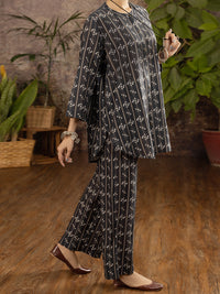 Black Linen 2 Piece Stitched - ALCR-2PS-LKS-1103