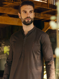 Dark Brown Cotton Kurta - AL-K-1103C