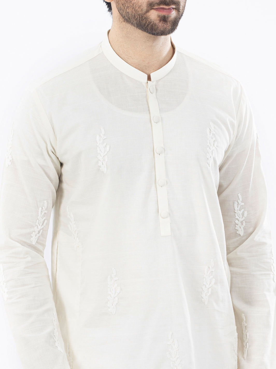 Off White Cotton Kurta - AL-K-1103E