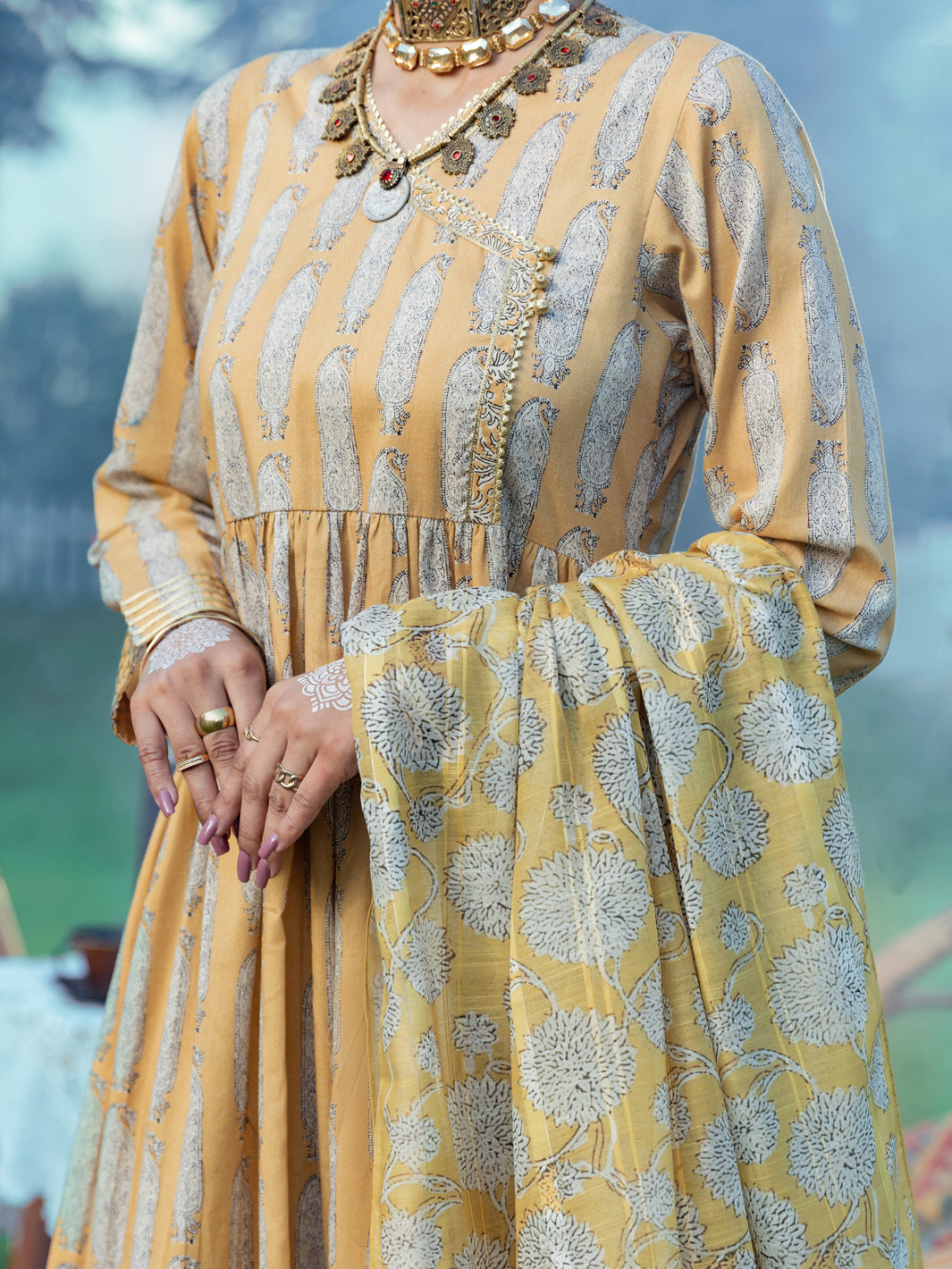 Yellow Cambric 3Pc Unstitched - AWP-3PS-573