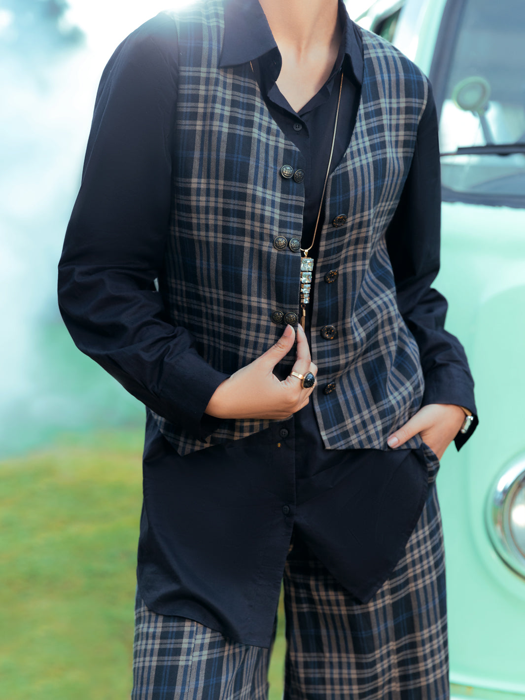 Black Yarn Dyed Tunic - AWP-LK-597