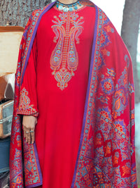 Red Viscose Dobby 3Pc Unstitched - AWP-3PS-535