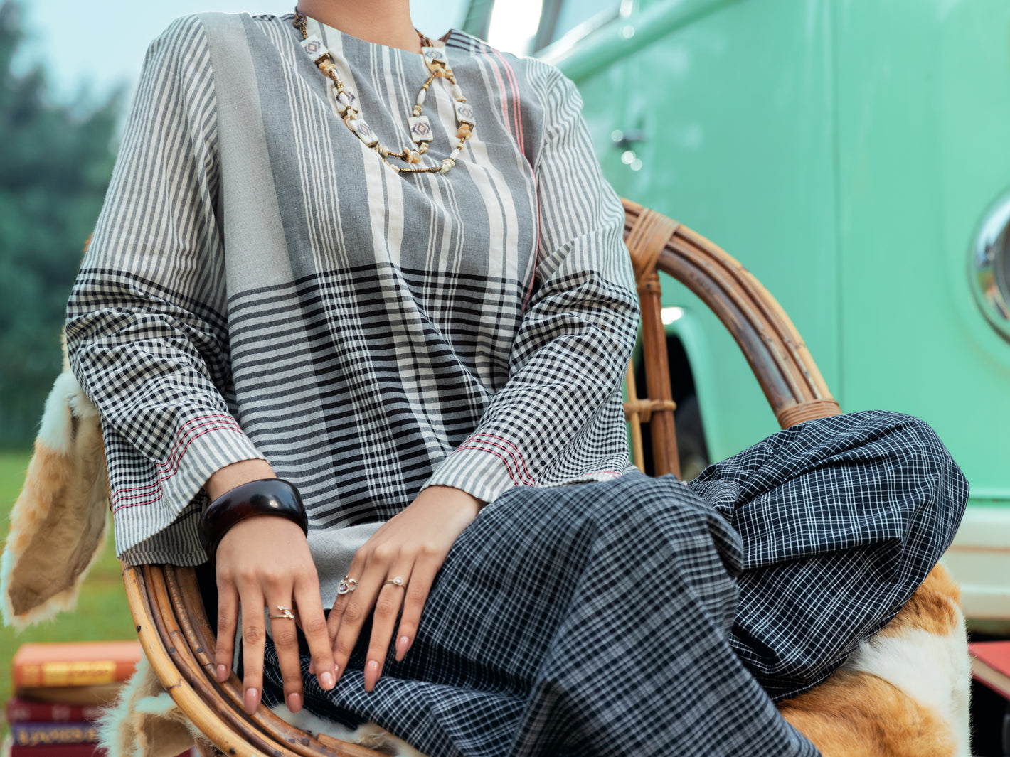 Black & White Yarn Dyed Tunic - AWP-LK-596