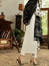 White Twill Viscose 3Pc Unstitched - AWP-3PS-571