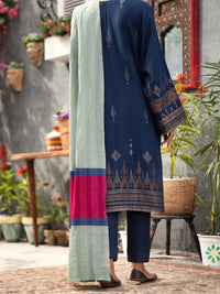 Blue Yarn-Dyed Jacquard 3Pc Unstitched - AWP-3PS-556