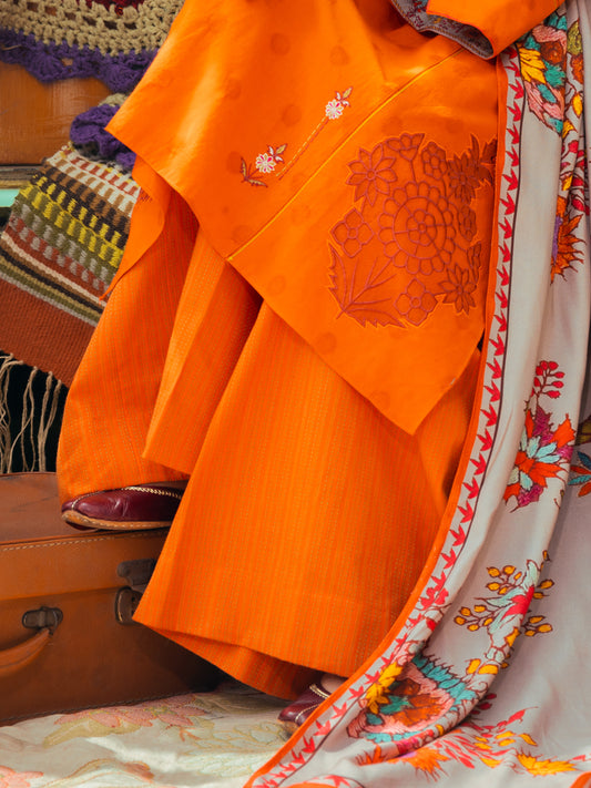 Orange Jacquard Trousers - AWP-T-622