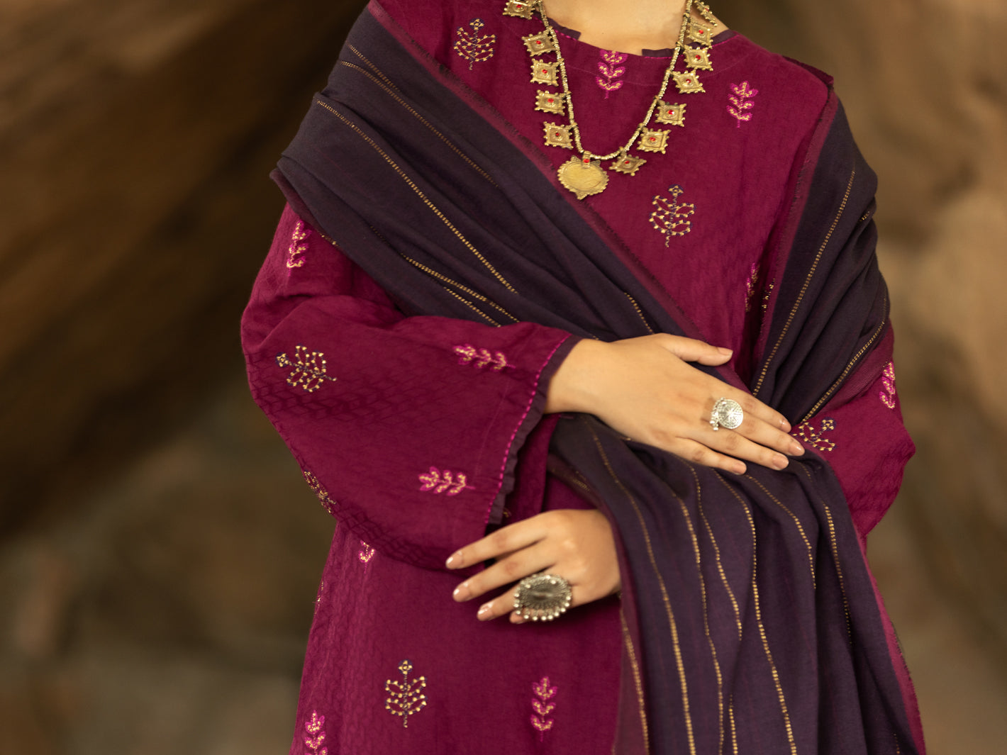 Purple Jacquard 3Pc Stitched - AWP-3PS-567