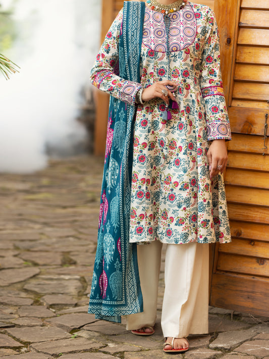 Multicolor Cambric 2Pc Unstitched - AWP-2PS-586