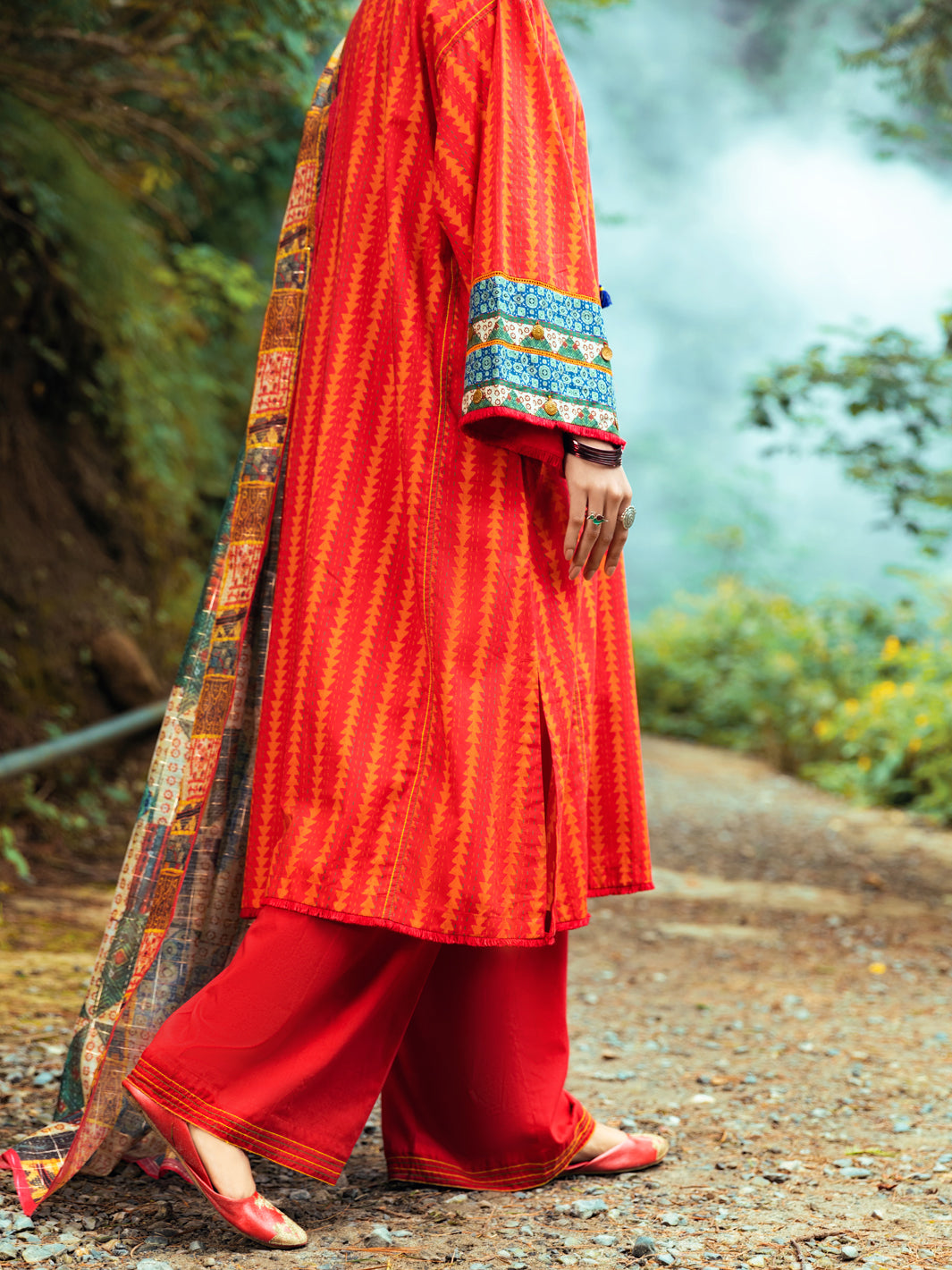 Red Cambric 3Pc Unstitched - AWP-3PS-549