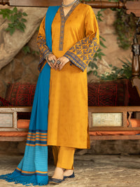 Mustard Yarn-Dyed Jacquard 3Pc Unstitched - AWP-3PS-568