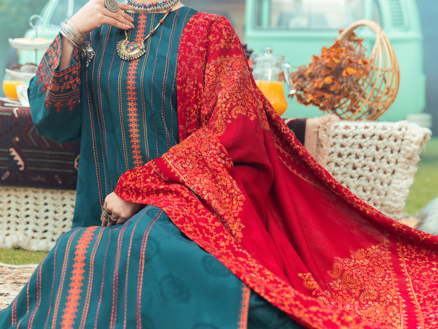 Green Jacquard Tunic - AWP-LK-618