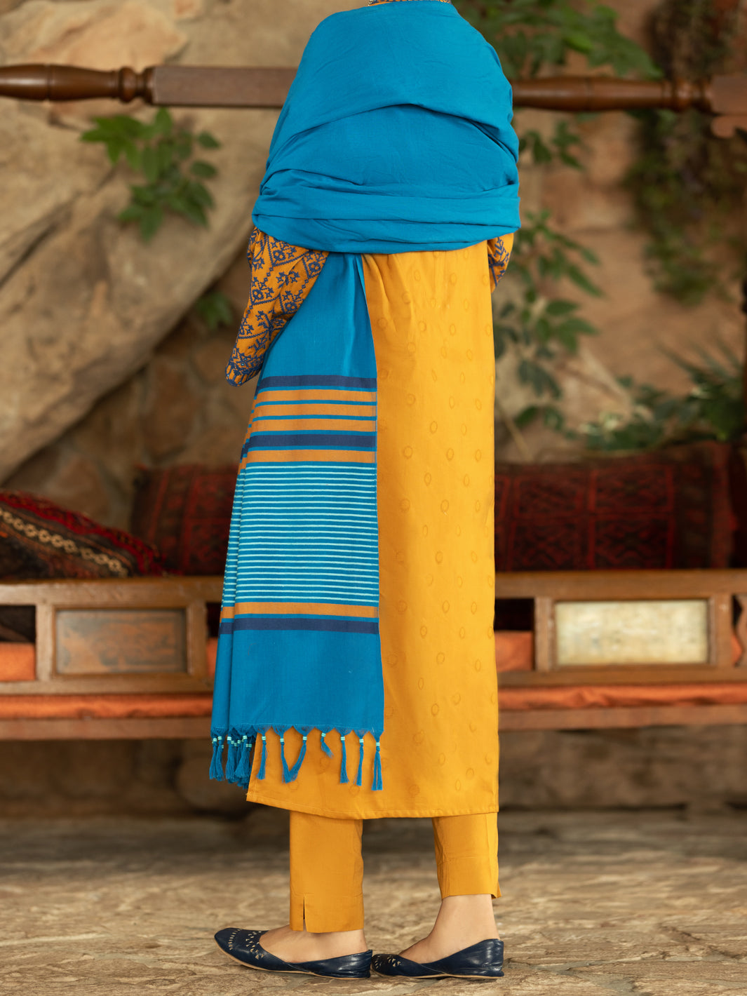 Mustard Yarn-Dyed Jacquard 3Pc Unstitched - AWP-3PS-568