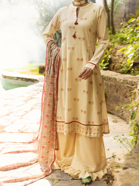 Cream Cambric 2Pc Unstitched - AWP-2PS-589