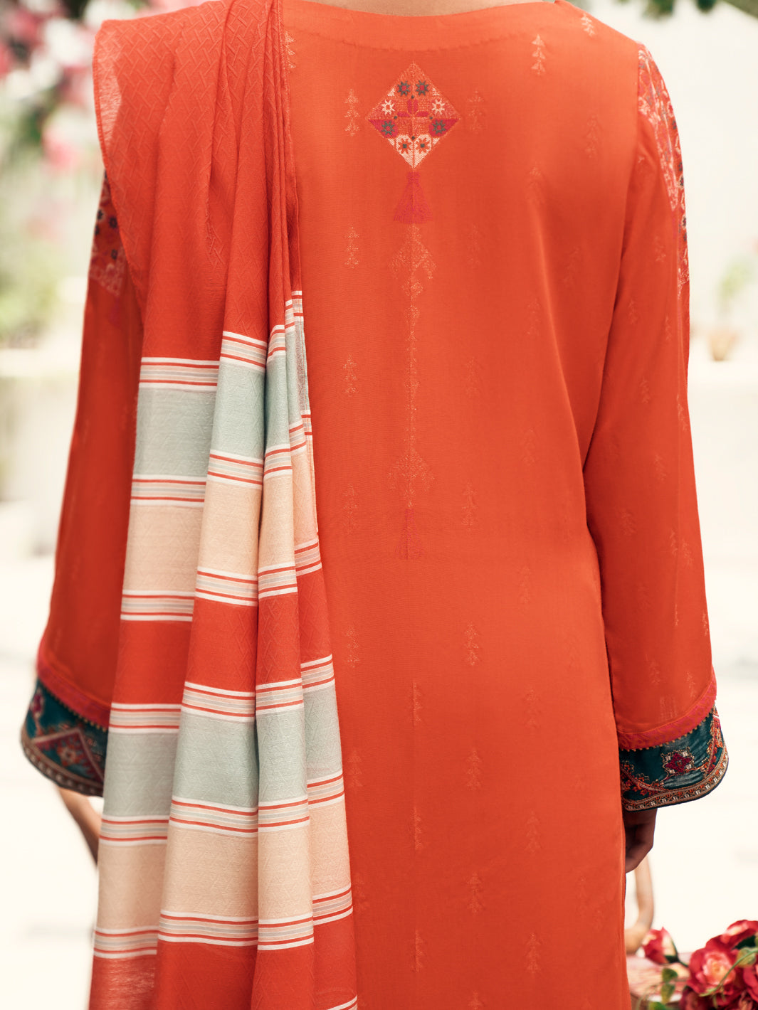 Orange Jacquard 3Pc Stitched - AWP-3PS-559
