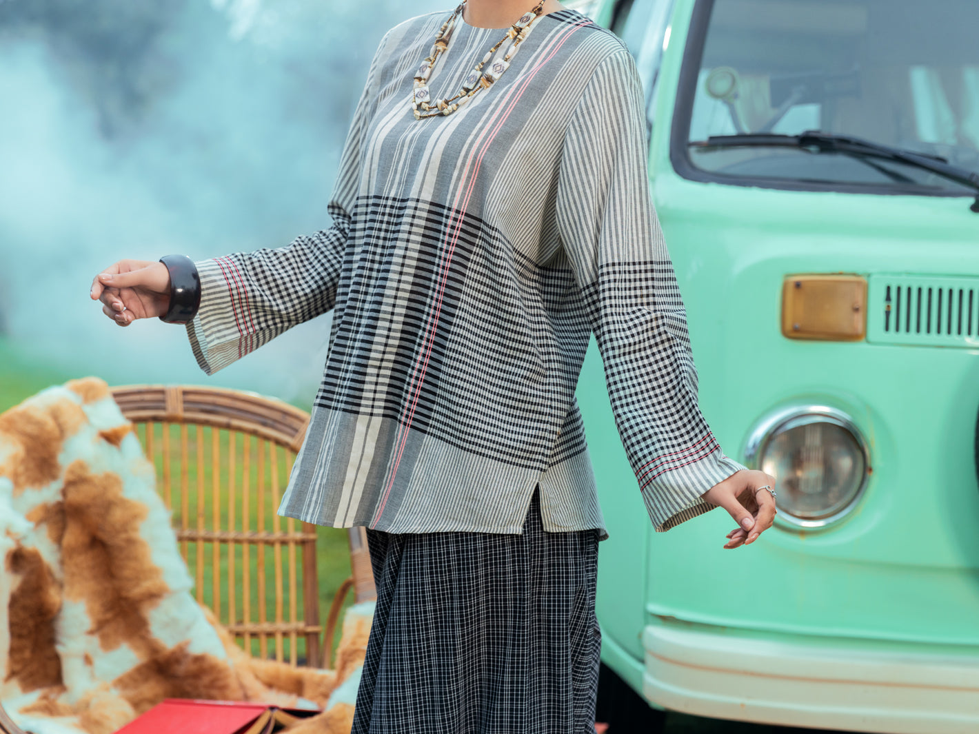 Black & White Yarn Dyed Tunic - AWP-LK-596