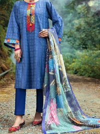 Navy Blue Cambric 3Pc Stitched - AWP-3PS-546