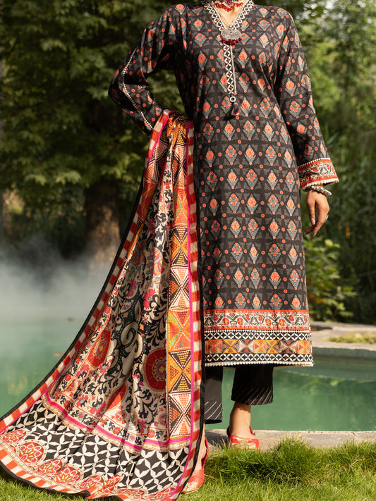 Charcoal Cambric 2Pc Unstitched - AWP-2PS-585