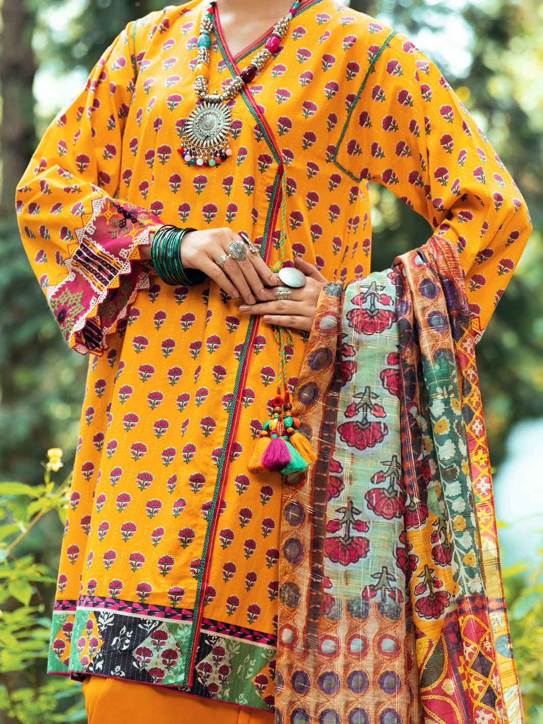 Yellow Cambric 3Pc Unstitched - AWP-3PS-550